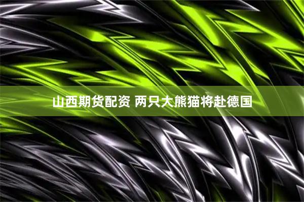 山西期货配资 两只大熊猫将赴德国